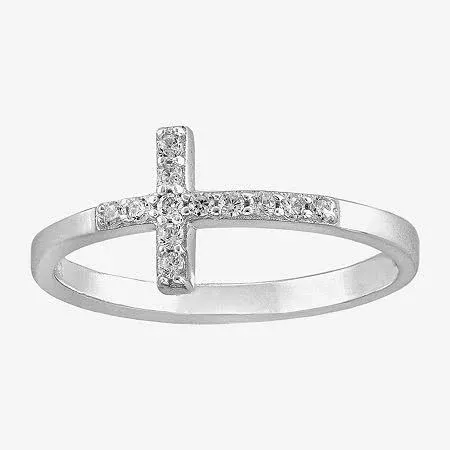 Sterling Silver Cubic Zirconia Cross Ring