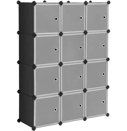 SONGMICS Cube Storage Organizer, 12-Cube Closet Storage Shelves, DIY - Black