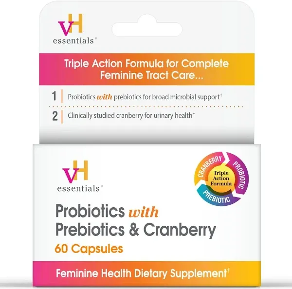 VH Essentials Probiotics with Prebiotics and Cranberry Feminine Health Supplement