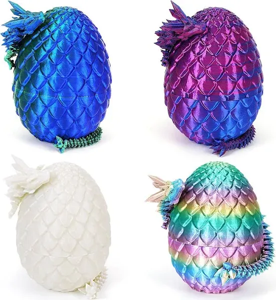 YILCER 4pcs 3D Printed Dragon Eggs with Dragon Inside Mini Dragon Egg Set Articulated Dragon Mystery Dragon Egg Fidget Toy Surprise 3D Printed