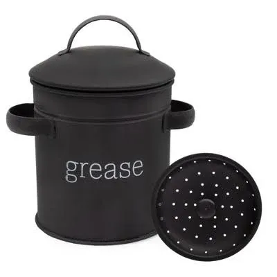 Versatile Round Enamel Grease Keeper with Strainer - Essential Kitchen Storage