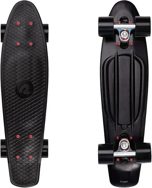 Retrospec Quip Mini Cruiser Skateboard 22.5" Classic Retro Plastic Cruiser Complete Skateboard with ABEC 7 Bearings and PU Wheels Compact Board w/Grippy, Molded Waffle Deck