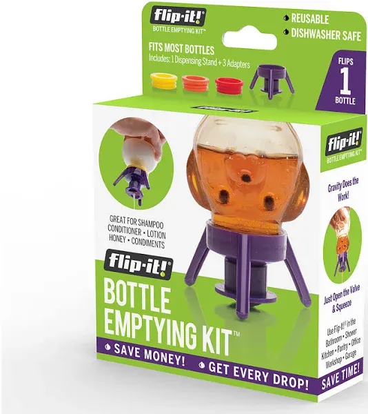 Flip-It! Bottle Emptying Kit Bottle Cap Condiment Lotion Shampoo | New 