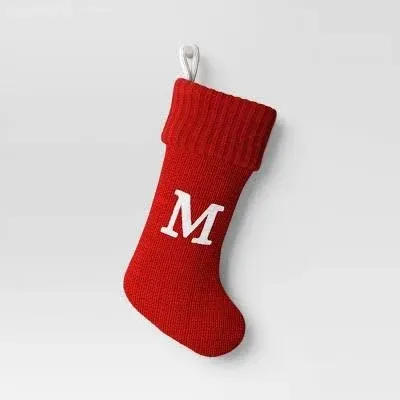 Letter M Knit Monogram Mini Stocking Red Wondershop Xmas Holiday Target 8&#034;