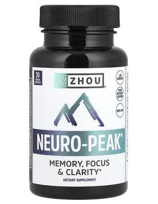 Neuro Peak Brain Support Supplement - Memory, Focus & Clarity Formula - Nootropic Scientifically Formulated for Optimal Performance - Dmae, Rhodiola Rosea, Bacopa Monnieri, Ginkgo Biloba & More