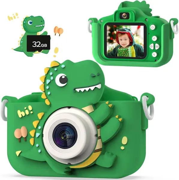 NIDOOT Dinosaur Kids Camera, HD Selfie Toddler Camera, Christmas Birthday Toy...