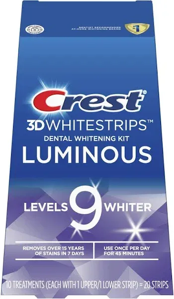 Crest 3D Whitestrips Luminous Levels 9 Whiter Teeth Whitening Kit