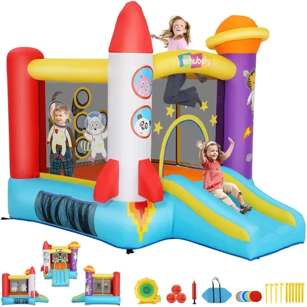 Inflatable Bounce House for Toddler Kids 2-8 with Slide, Pitching Game &amp; Fun ...