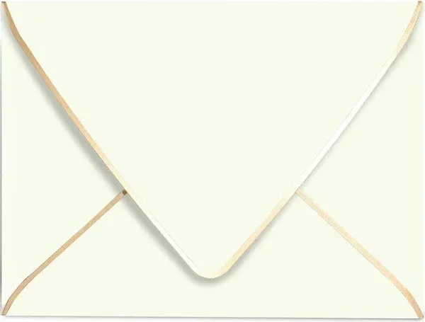 A7 Ivoy Envelopes 5 x 7 With Gold Border,- 50 Pack,For 5x7 Cards| Quick Self Sea