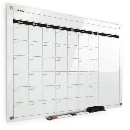 Real Glass Dry Erase Monthly Calendar