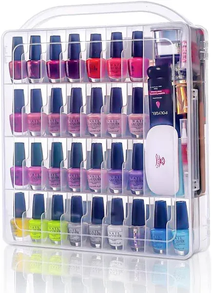 Makartt Gel Nail Polish Organizer Holder for 60 Bottles with Large Separate Compartment Universal Clear Nail Storage Travel Case Space Saver for Manicure Tools Nails Supply Displayer N-03