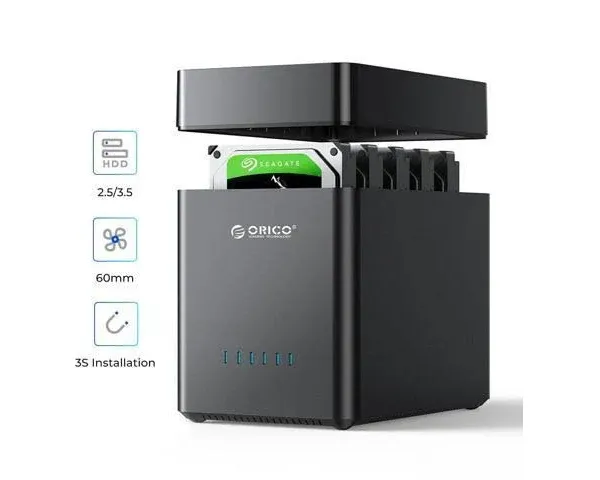 ORICO 5 Bay Hard Drive Docking Station USB 3.0 Tool-Free Magnetic Enclosure for 3.5inch SATA External HDD - DS500U3