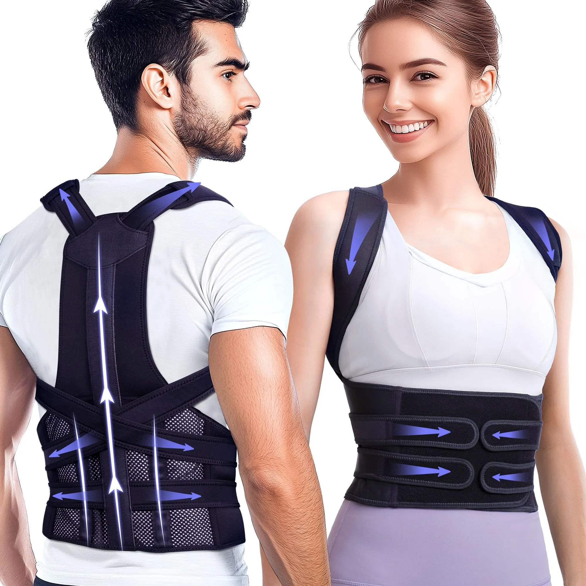 Posture Corrector for Women and Men, Upgraded Full Back Brace Support, Adjust...