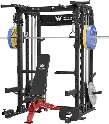 B52 Smith Machine Home Gym with Power Rack, Cable Crossover, Dual Pulley System, Landmine, and Multi-Grip Pull-Up Bar – Heavy-Duty Fitness Equipment for Strength Training and Full-Body Workouts