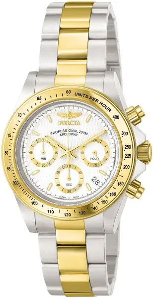 Invicta Mens Speedway Chronograph White Dial Two Tone Stainless Steel Watch 9212