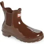 Hunter Women's Original Chelsea Gloss Rain Boot Brown Bolt / 7