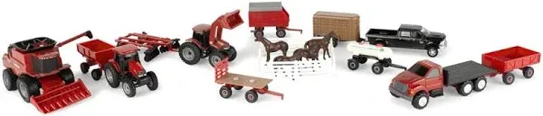 1/64 Case IH 20pc Farm Toy Tractor &amp; Wagon Play Set TOMY ZFN44091  44091