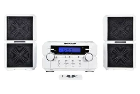 3-Piece White CD Shelf System with Bluetooth &amp; LCD Display for Music Lovers