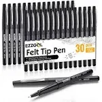 Black Felt Tip Pens, 30 Pack, 0.7mm Premium Medium Fine Point, Felt Tip Markers