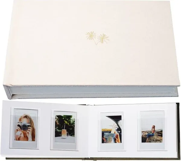 Hey Blanks 3 inch Vegan Leather Hardcover Mini Photo Album with Writing Space 52 Pockets Compatible with FUJIFILM Instax Mini 11 9 8 7S 90 70, Wedding