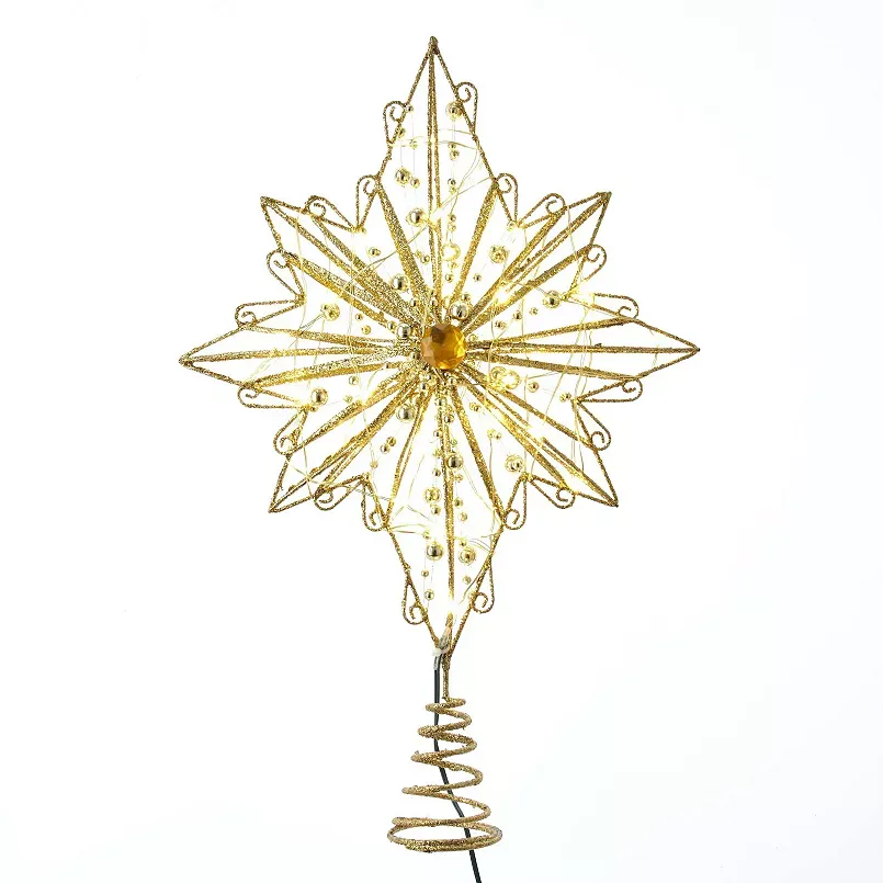 Kurt Adler LED Gold Finish Star Christmas Tree Topper