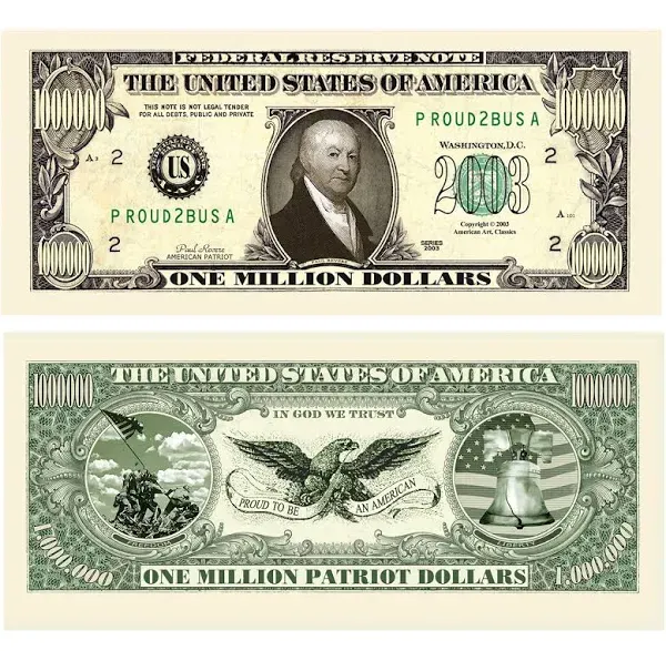 Pack of 50 - American Patriot Million Dollar Bills