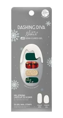 Dashing Diva Victorian Plaid Glaze Semi-Cured Gel Nail Strips