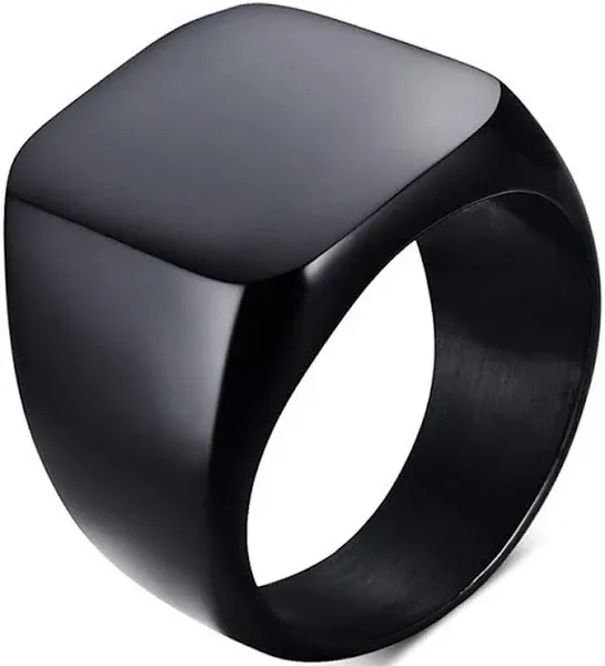 Stainless Steel Square Signet Ring for Men