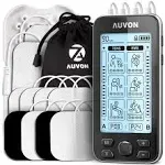 AUVON 4 Outputs Tens Unit EMS Muscle Stimulator Machine for Pain Relief Therapy with 24 Modes Electric Pulse Massager, 2 inch and 2 inchx4 inch