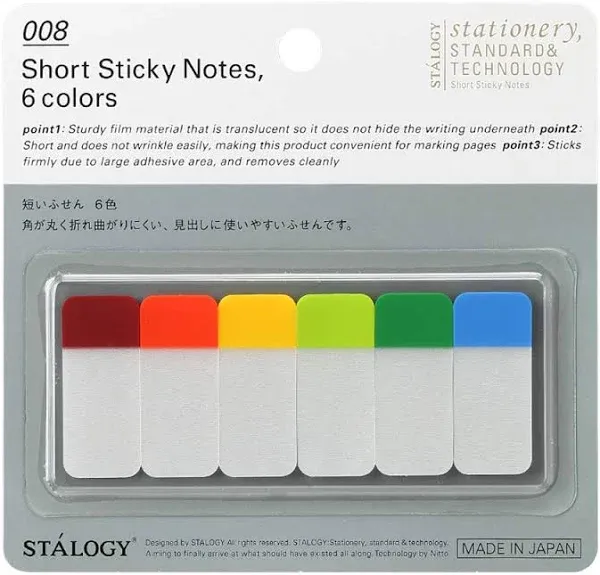 Stalogy Short Sticky Notes 6 Colors