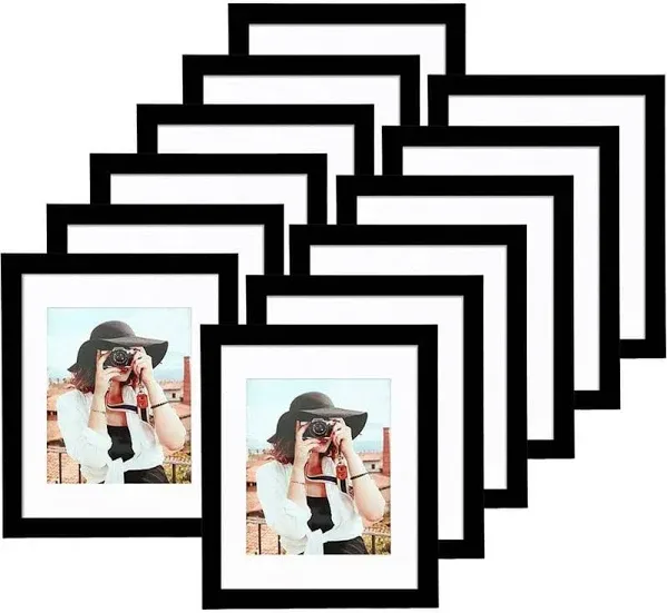 12 Pack Black 8x10 Picture Frames Set for Wall Mounting or Tabletop