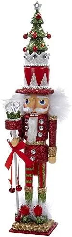 Kurt Adler Hollywood Tree Hat Nutcracker, 15-Inch, Red and Green