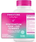 Pink Stork Postpartum Hair Loss Gummies, Biotin Hair Skin + Nails Vitamins, 60 Gummies