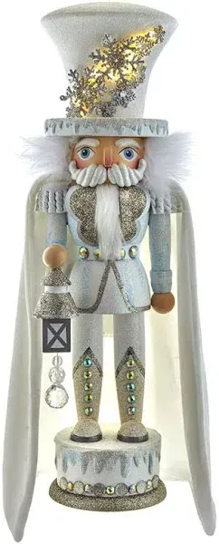 Hollywood Nutcrackers Hollywood White Snowflake Soldier Battery-Operated LED Nutcracker, 18-Inch