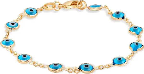 Barzel 18K Gold Plated Evil Eye Bracelet