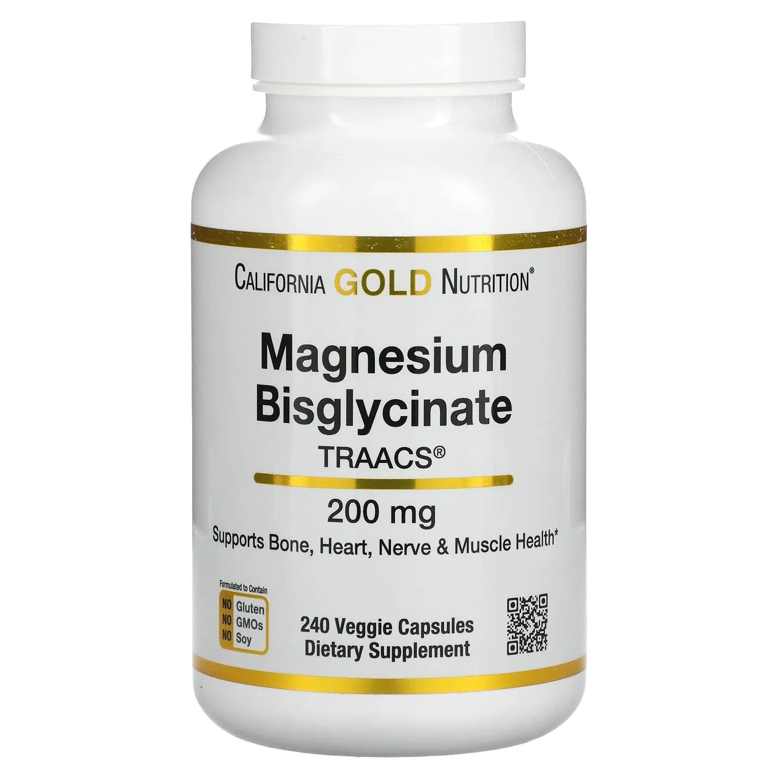 Magnesium Bisglycinate, Formulated with TRAACS, 200 mg, 240 Veggie Capsules (100