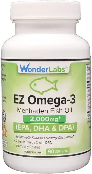 Atlantic Menhaden Fish Oil Omega-3 2000 mg Burpless Made in The Usa