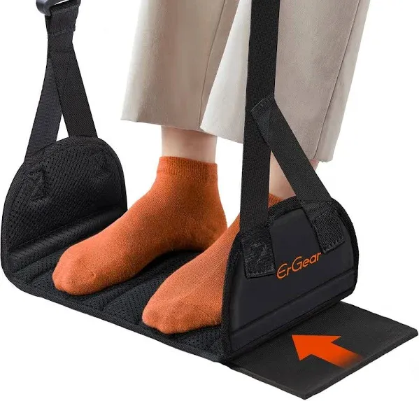 Airplane Foot Hammock, Wide Airplane Footrest with Hardboard Support, Adjusta...