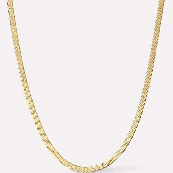 14K Gold Herringbone Chain Necklace