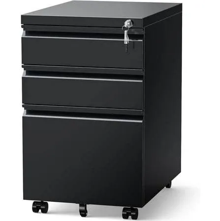 3 Drawer Mobile File Cabinet with Lock,Metal Filing Cabinets for Home Office