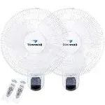 Tornado 2 Pack 16 inch Oscillating Wall Mount Fan Remote Control Included 3 Speed 2650 CFM 6 ft Cord UL Safety Listed