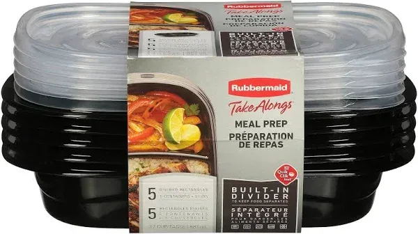 Rubbermaid Take Alongs 3.7 Cups Black Food Container and Lid 5 pk - Total Qty: 1