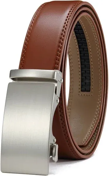 Belt Men, 2 Pack Ratchet Belt Dress Adjustable 1 3/8&#034; Genuine Leather Belt, D...