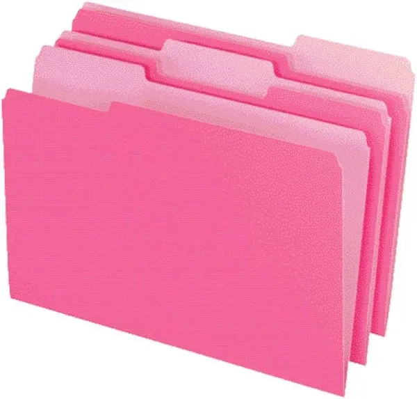 Pendaflex® Interior File Folders, 1/3-Cut Tabs, Letter Size, Pink, 100/Box (ESS421013PIN)