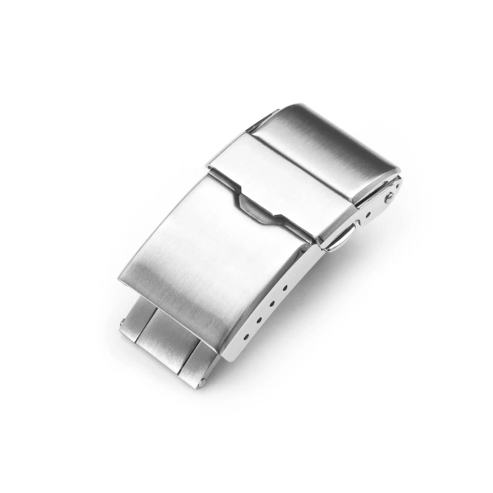 MiLTAT 18mm Baton Clasp Tri-Fold Brushed Stainless Steel Watch Band