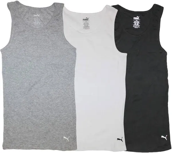 PUMA Men's 3 Pack Ribbed Tank Tops