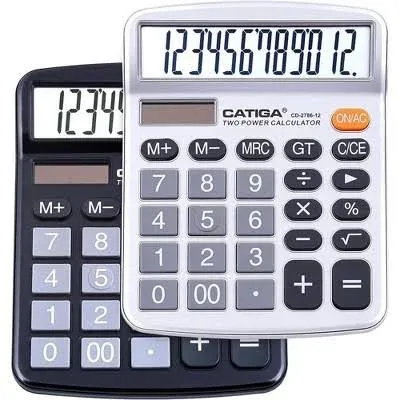 Desktop Calculator (2 Pack) 12 Digit with Large LCD Display and Sensitive Button