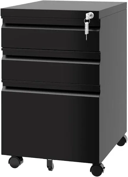 3 Drawer Mobile File Cabinet with Lock