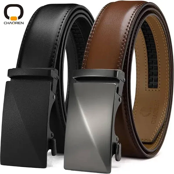 Ratchet Belts for Men 2 Pack - Mens Belt Leather in Gift Set Box - Elevate Your Style for Any Occasion