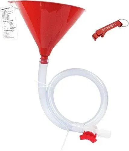 SMOQIO Beer Bong Funnel with Valve, Single Header, and Bonus Bottle Opener